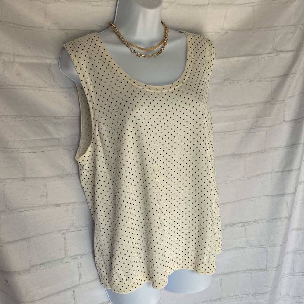 Talbots XL cream black polka dot Sweater Tank